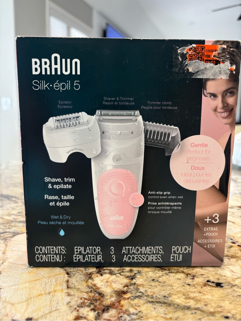 Silk-épil 5 Gentle Pink Epilator with Shaver & Trimmer. NEW IN BOX.